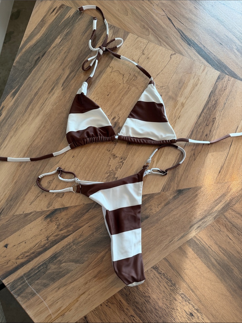 Brown striped bikini - never worn